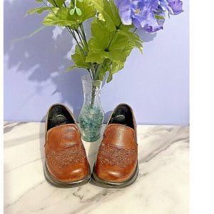 Dansko Loafers Camel Brown Embroidered Leather Mules Women Size EU 36 US 5.5 - 6
